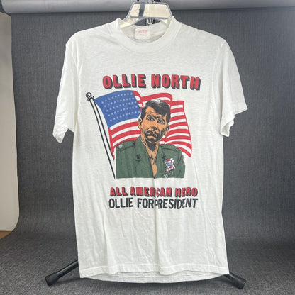 Vintage Single Stitch Ollie North For President Graphic T Shirt Adult Large USA