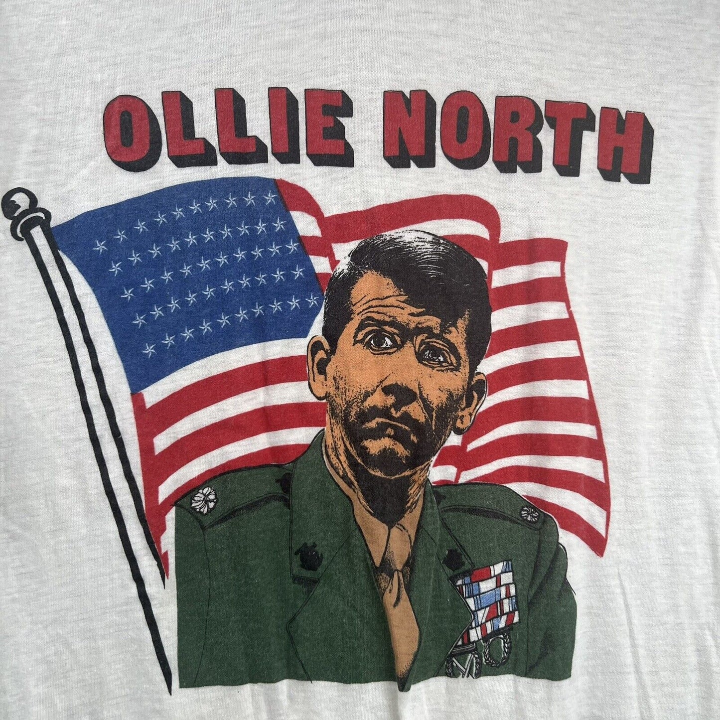 Vintage Single Stitch Ollie North For President Graphic T Shirt Adult Large USA