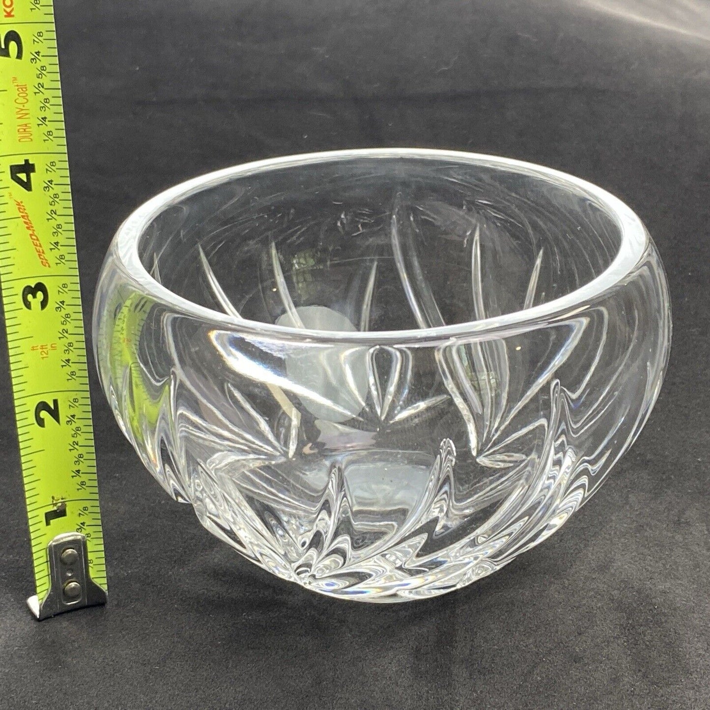 Crystal Candy / Trinket Dish Bowl 5"x3" marked with M