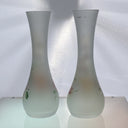 Linea Gipar Frosted Hand-Painted Blown Glass Vase Pair, Italy Signed by Artist