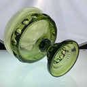 Vintage Green Indiana Glass Kings Crown Thumbprint Compote with Lid 7"