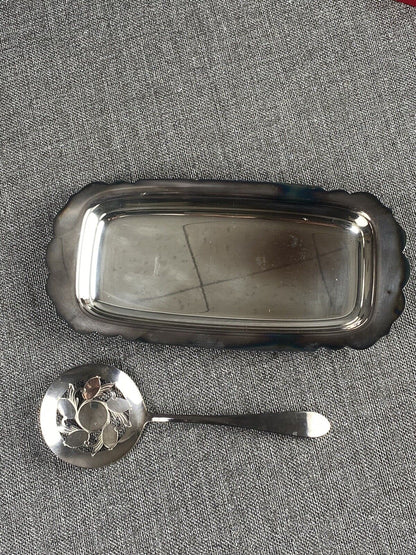 WM. Rogers Silverplate Cranberry Set Spoon & Plate Original Box