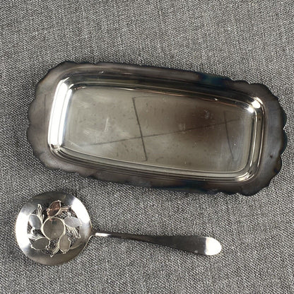 WM. Rogers Silverplate Cranberry Set Spoon & Plate Original Box