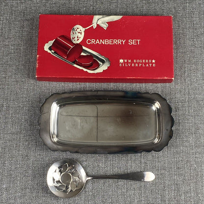 WM. Rogers Silverplate Cranberry Set Spoon & Plate Original Box