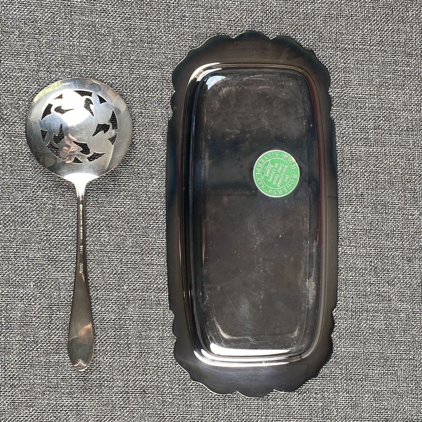 WM. Rogers Silverplate Cranberry Set Spoon & Plate Original Box