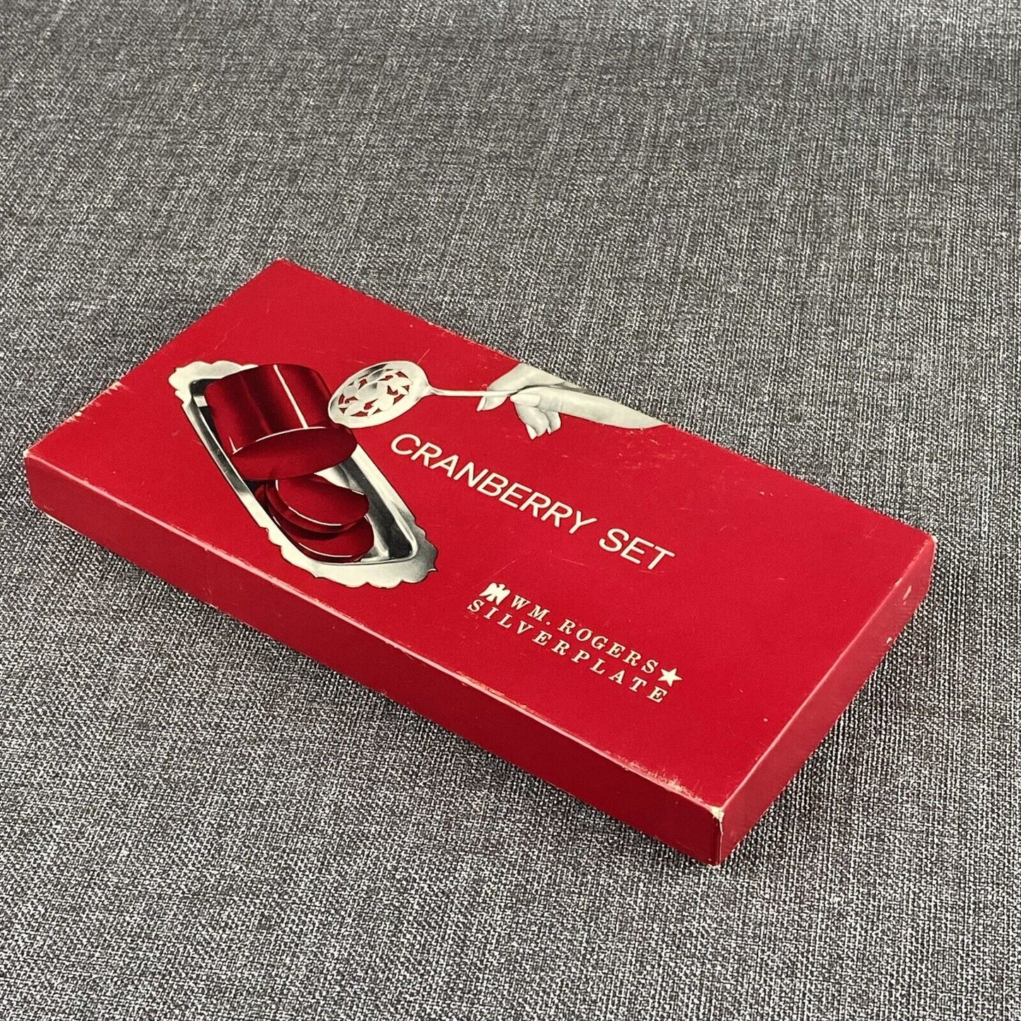 WM. Rogers Silverplate Cranberry Set Spoon & Plate Original Box