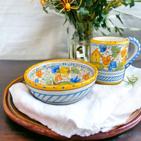 Vintage Dipinto A Mano Deruta Italy mugs Bowl and Mug