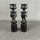 Vintage Elephant Ironwood Candle Hand Carved 2 Hard Wood Candlestick Holders