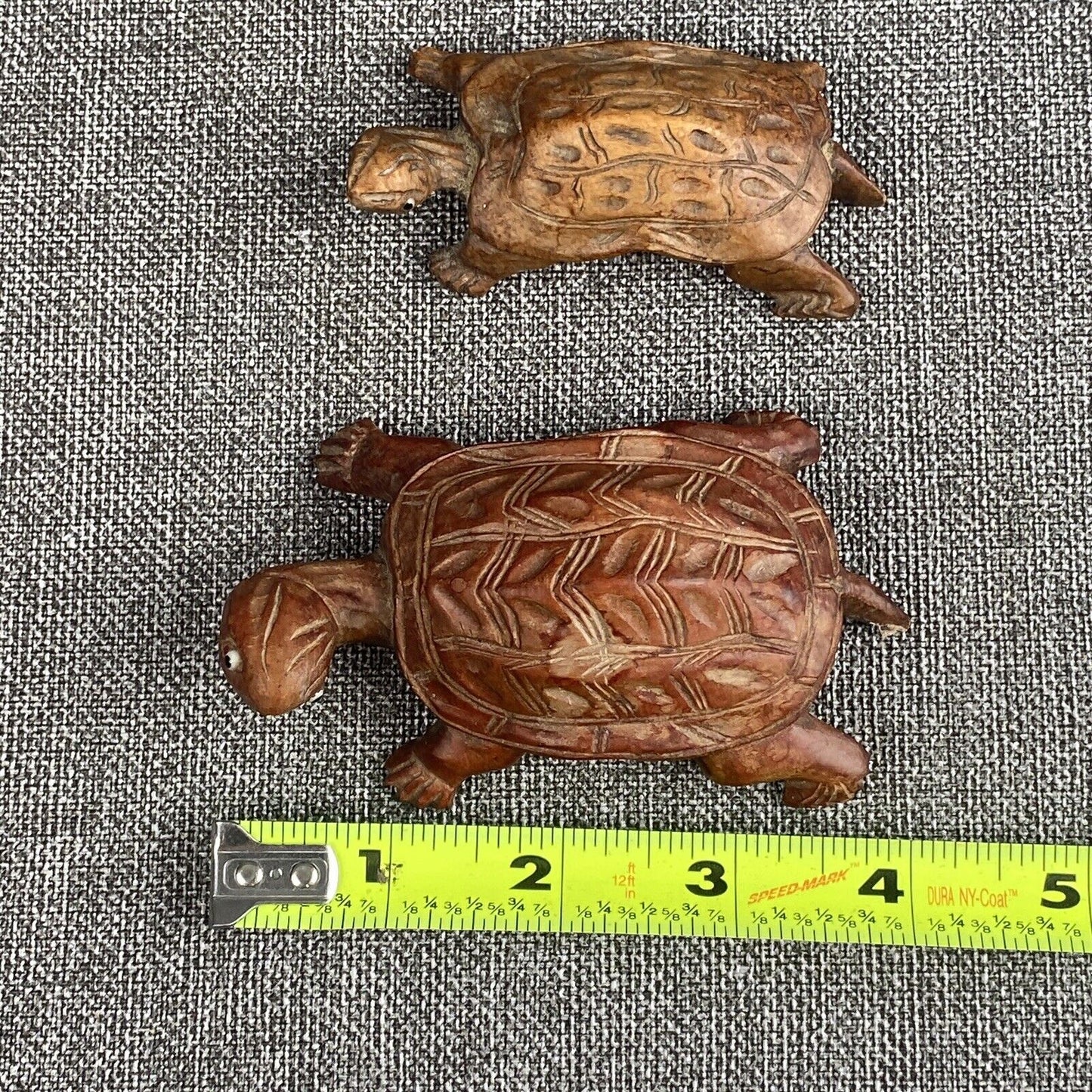 Vintage Chinese Hand Carved Rosewood Turtle Tortoise Glass Eyes