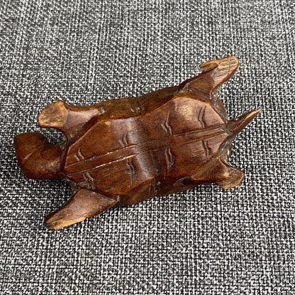 Vintage Chinese Hand Carved Rosewood Turtle Tortoise Glass Eyes