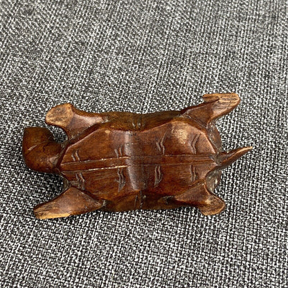 Vintage Chinese Hand Carved Rosewood Turtle Tortoise Glass Eyes