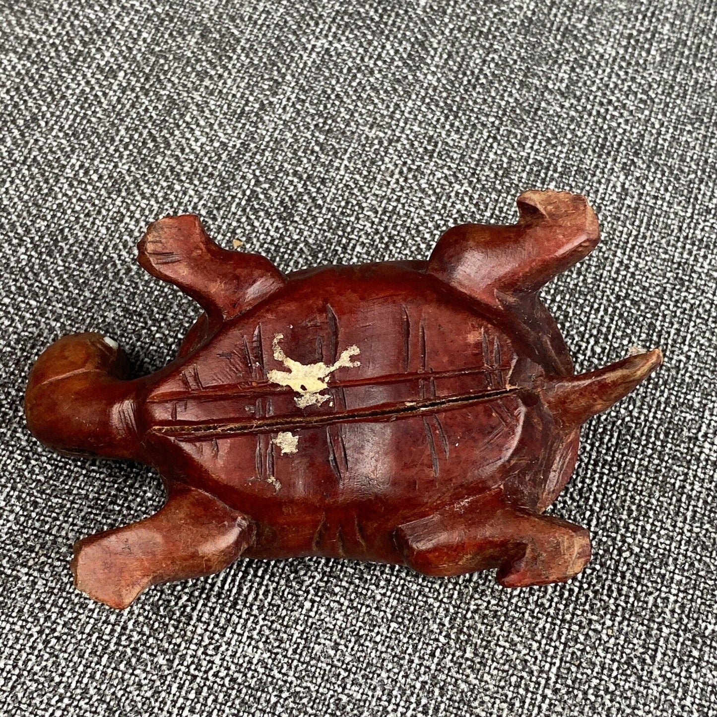 Vintage Chinese Hand Carved Rosewood Turtle Tortoise Glass Eyes