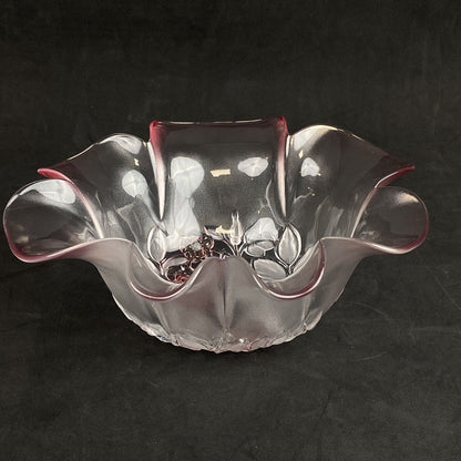 Vintage Mikasa Rosella Frosted Bon Bon Bowl Ruffled Rim 9.5"