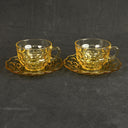 2 - Federal Glass Gold Amber Colonial Yorktown Cup And Saucer