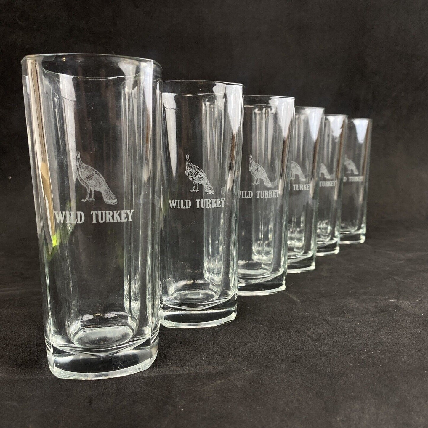 WILD TURKEY Glass VINTAGE Advertising Drinking 6 GLASSES