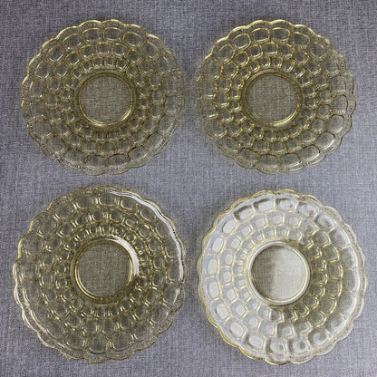 Vintage Amber Federal Glass Yorktown Thumbprint 4 Plates