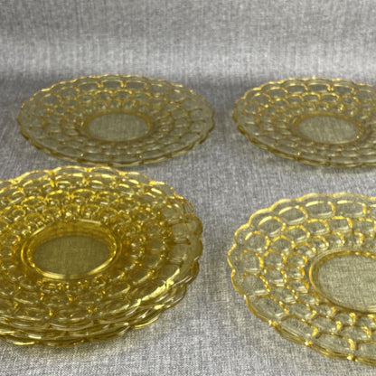 Vintage Amber Federal Glass Yorktown Thumbprint 6 Plates