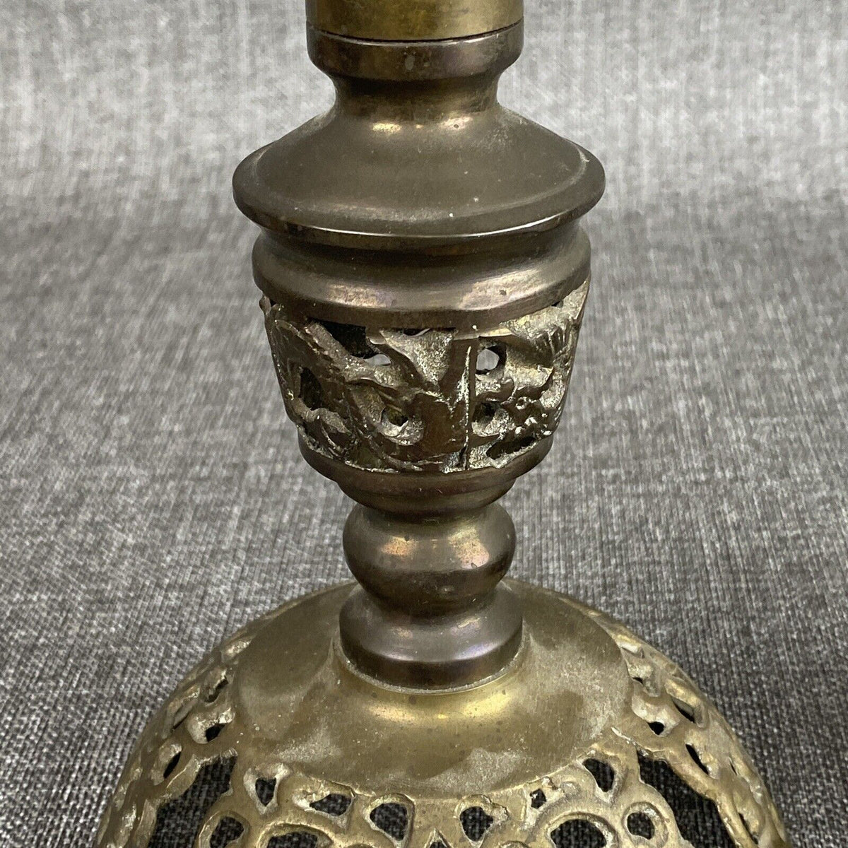 Vintage Dragon Brass 4 Section Pillar Candlesticks Adjustable 5.5", 9.5", 14"