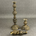 Vintage Dragon Brass 4 Section Pillar Candlesticks Adjustable 5.5", 9.5", 14"