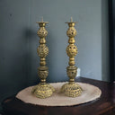 Vintage Dragon Brass 4 Section Pillar Candlesticks Adjustable 5.5", 9.5", 14"