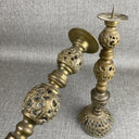 Vintage Dragon Brass 4 Section Pillar Candlesticks Adjustable 5.5", 9.5", 14"