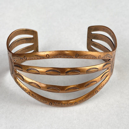 Vintage Sold COPPER Artisan Statement Signed Cuff Bracelet