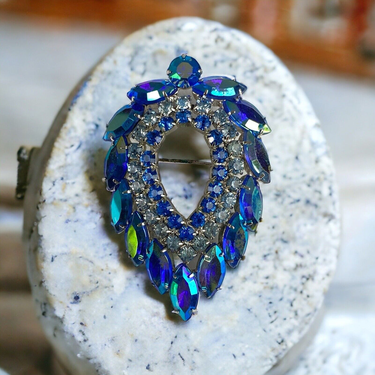 Vintage Sarah Coventry "Blue Lagoon" AB  Brooch by D & E