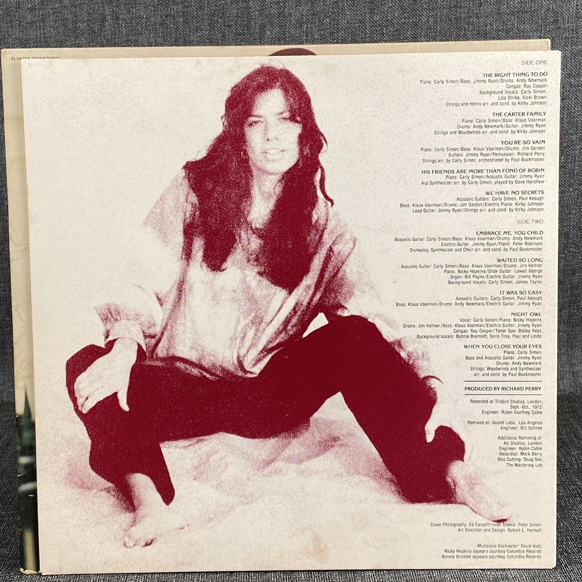 Carly Simon No Secrets - original LP Vinyl Record 1972