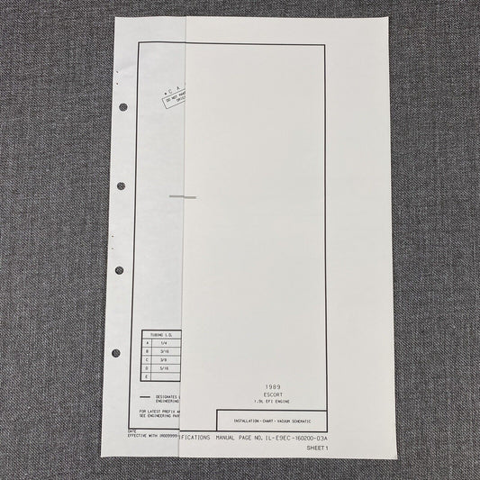 OEM Ford 1989 Ford Escort 1.9 EFI Vacuum Schematic Diagram Shop Manual