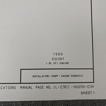 OEM Ford 1989 Ford Escort 1.9 EFI Vacuum Schematic Diagram Shop Manual