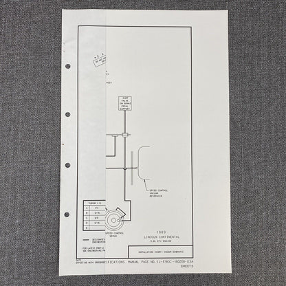 OEM Ford 1989 Lincoln-Continental 3.8L EFI Vacuum Schematic Diagram Shop Manual