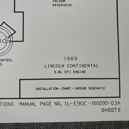 OEM Ford 1989 Lincoln-Continental 3.8L EFI Vacuum Schematic Diagram Shop Manual