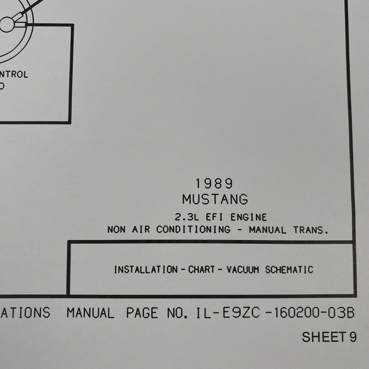 OEM Ford 1989 Ford Mustang 2.3L EFI engine Non Air Con- Vacuum Schematic Diagram