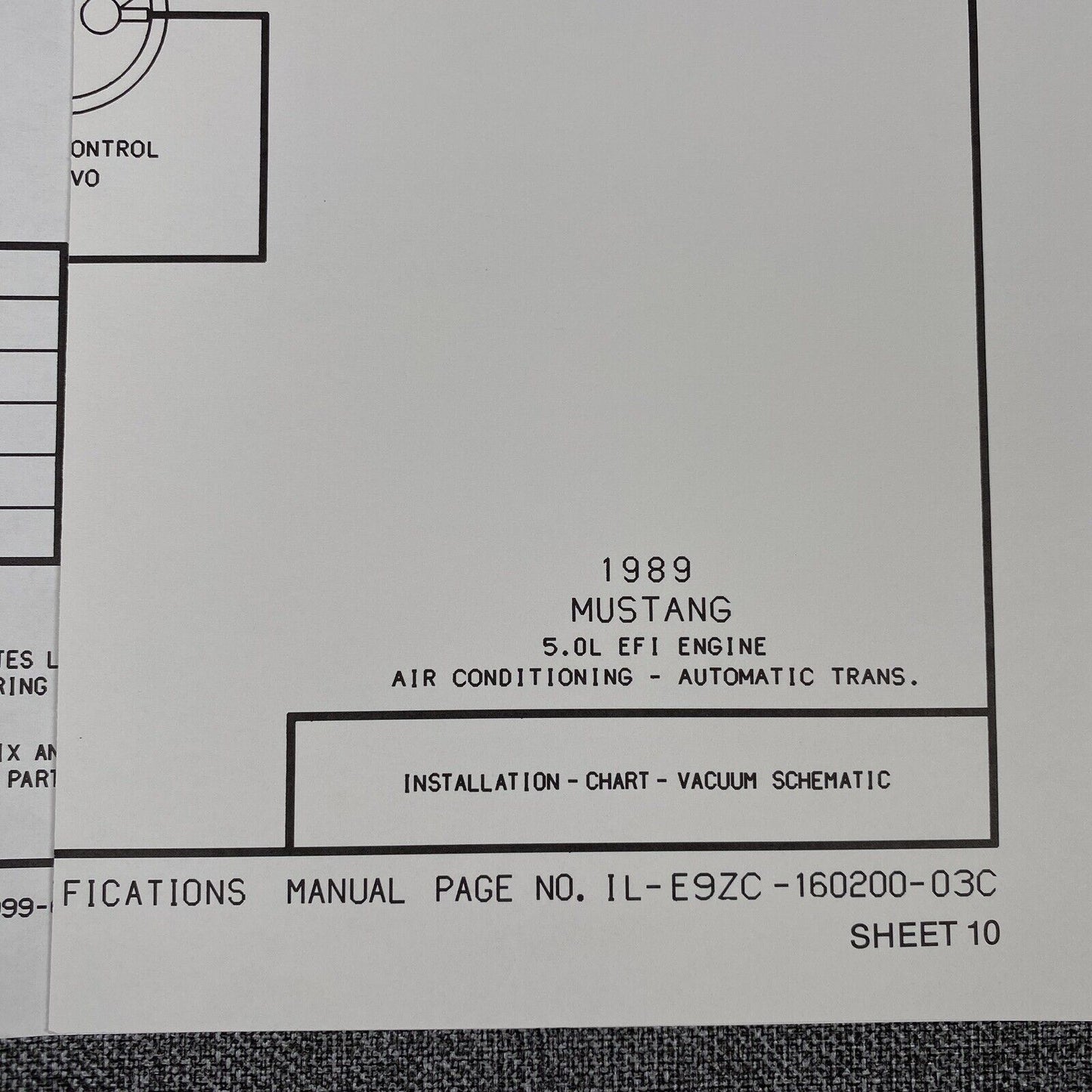 OEM Ford 1989 Ford Mustang 5.0L EFI with Air Cond - Vacuum Schematic Diagram