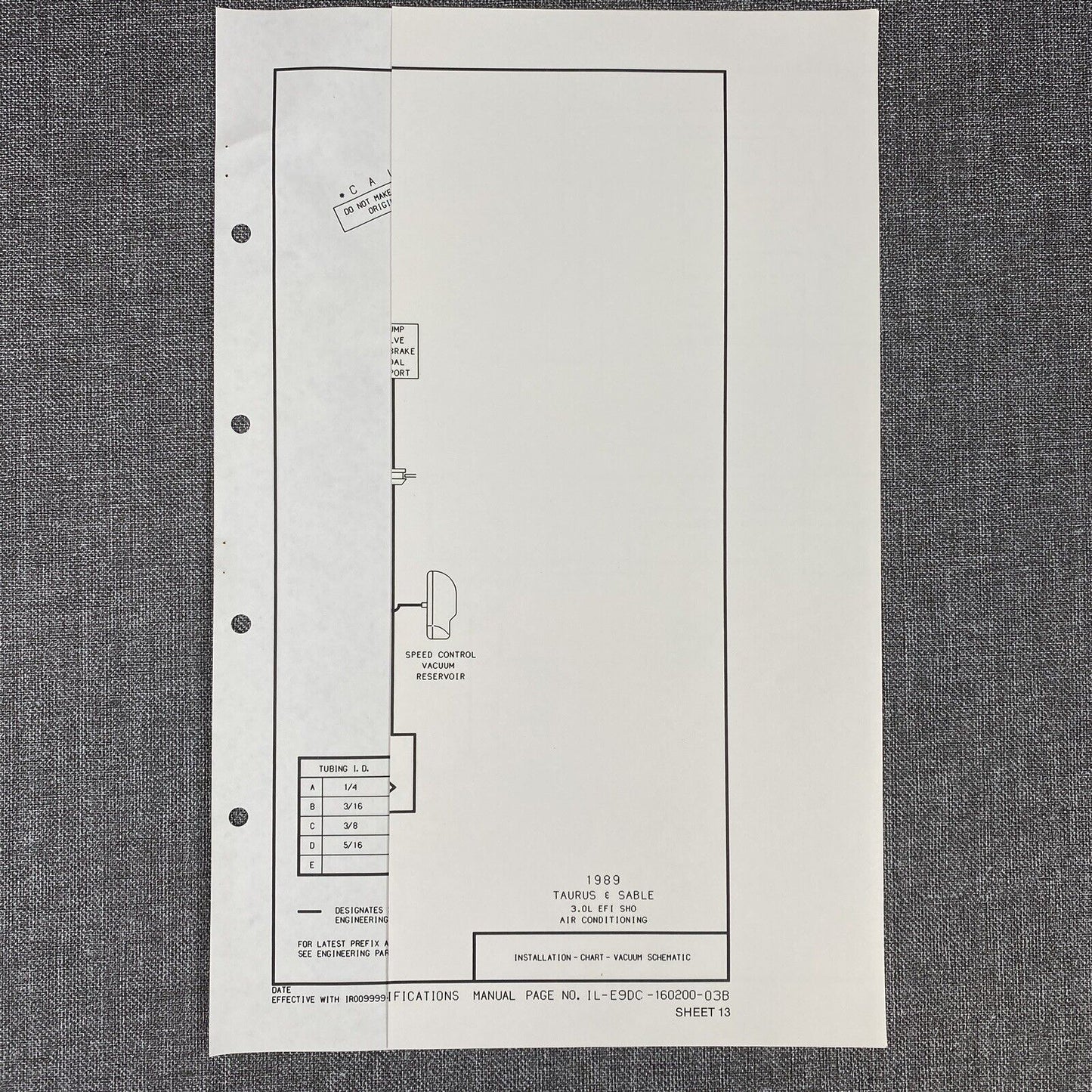 OEM Ford 1989 Ford Taurus & Sable 3.0L SHO EFI + Air-cond.  - Vacuum Schematic