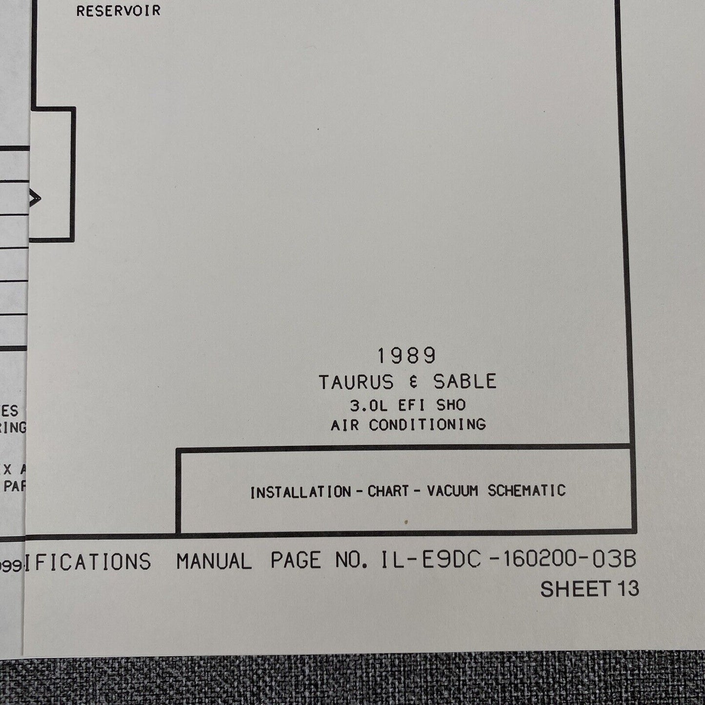 OEM Ford 1989 Ford Taurus & Sable 3.0L SHO EFI + Air-cond.  - Vacuum Schematic