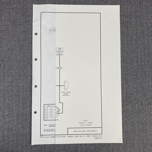 OEM Ford 1989 Ford Taurus & Sable 3.8L EFI engine - Vacuum Schematic