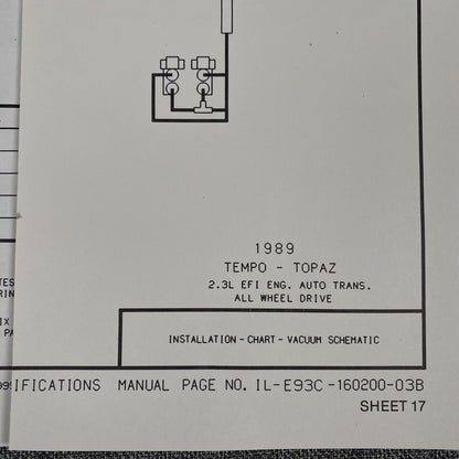 1989 Ford Tempo-Topaz 2.3L EFI Eng. Auto Trans. All Wheel Drive Vacuum Schematic