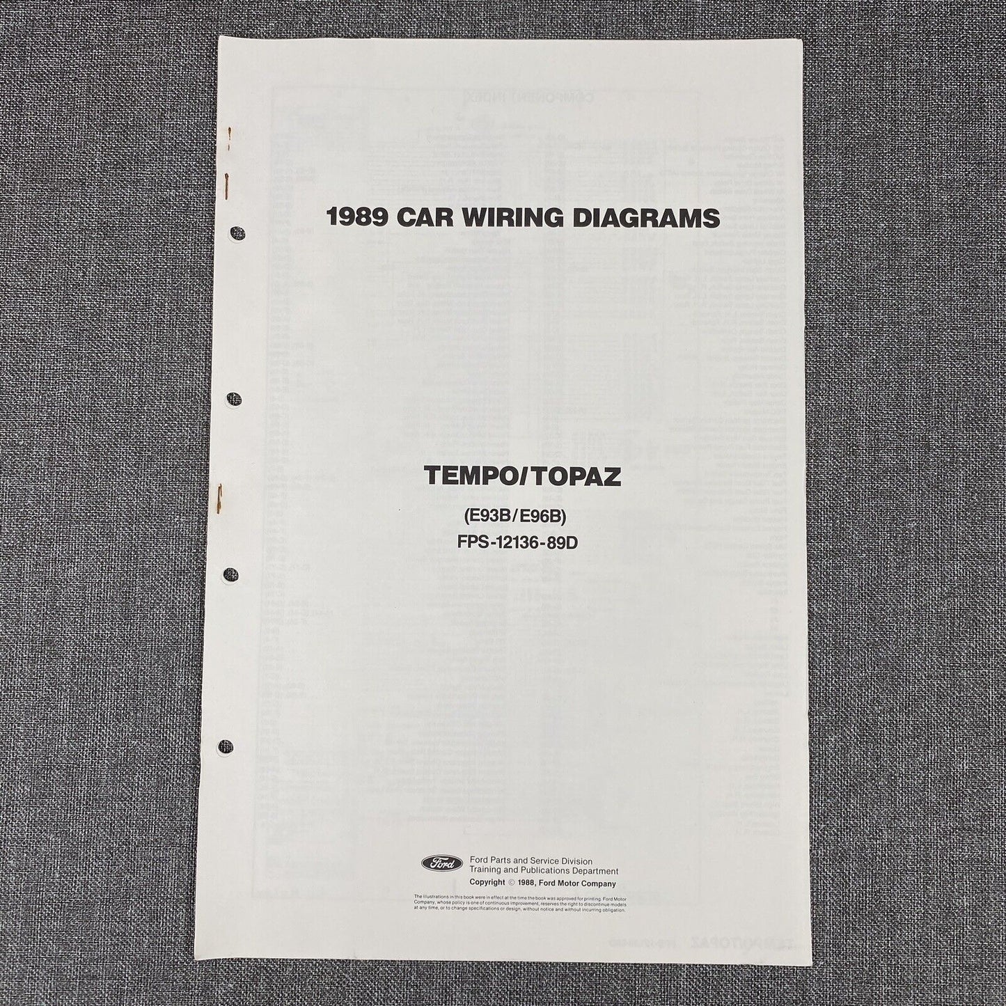 OEM 1989 Ford Tempo/Topaz Car Wiring Diagrams