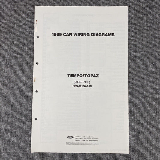 OEM 1989 Ford Tempo/Topaz Car Wiring Diagrams