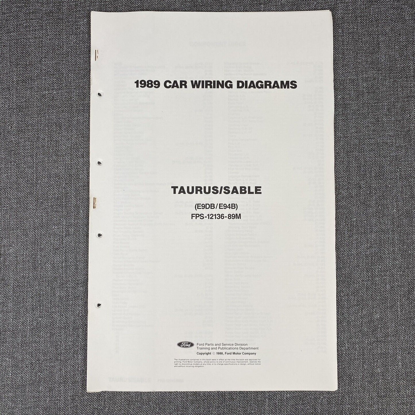 OEM 1989 Ford Taurus/Sable Car Electrical Wiring Diagrams