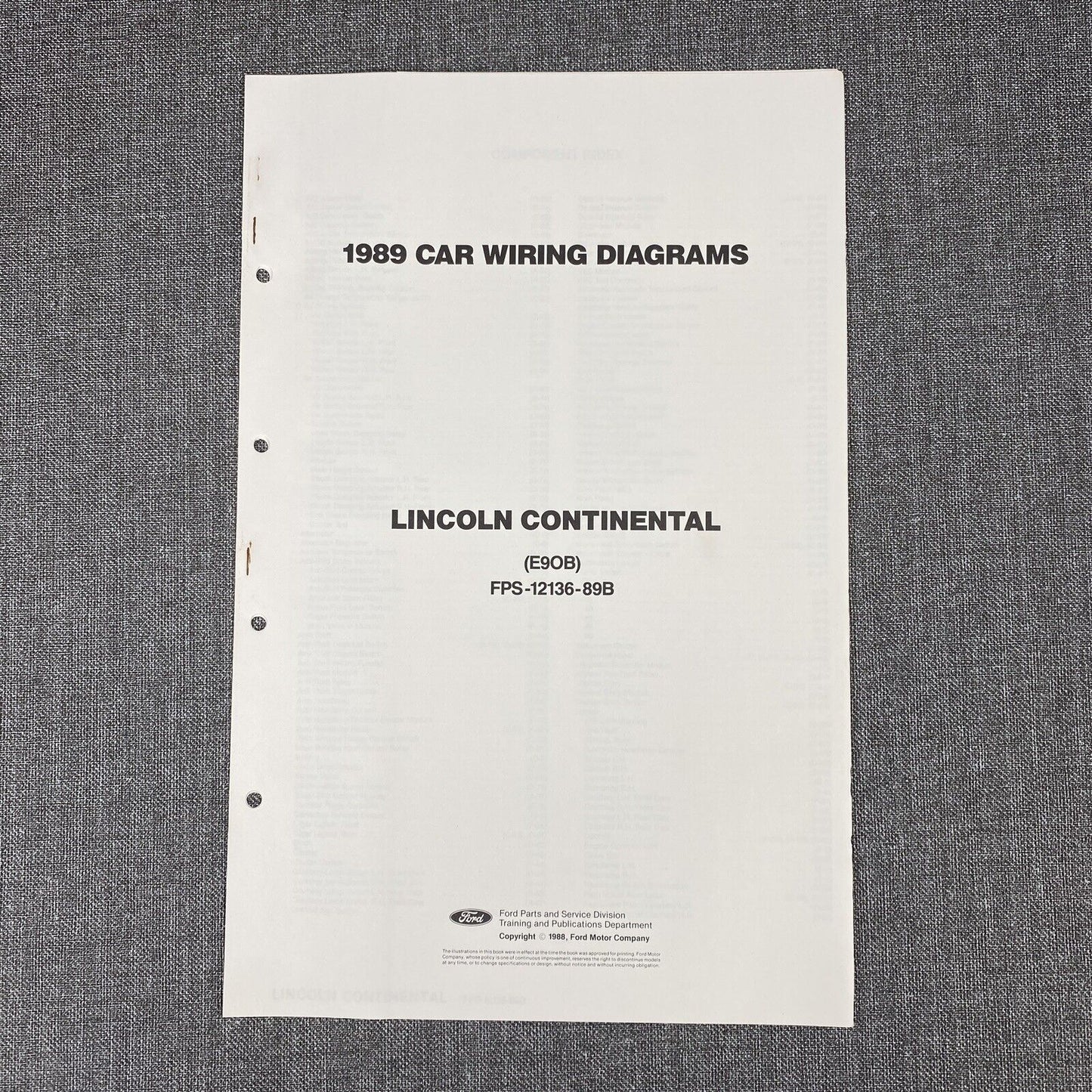 OEM 1989 Ford Lincoln Continental  Car Electrical Wiring Diagrams