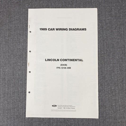 OEM 1989 Ford Lincoln Continental  Car Electrical Wiring Diagrams