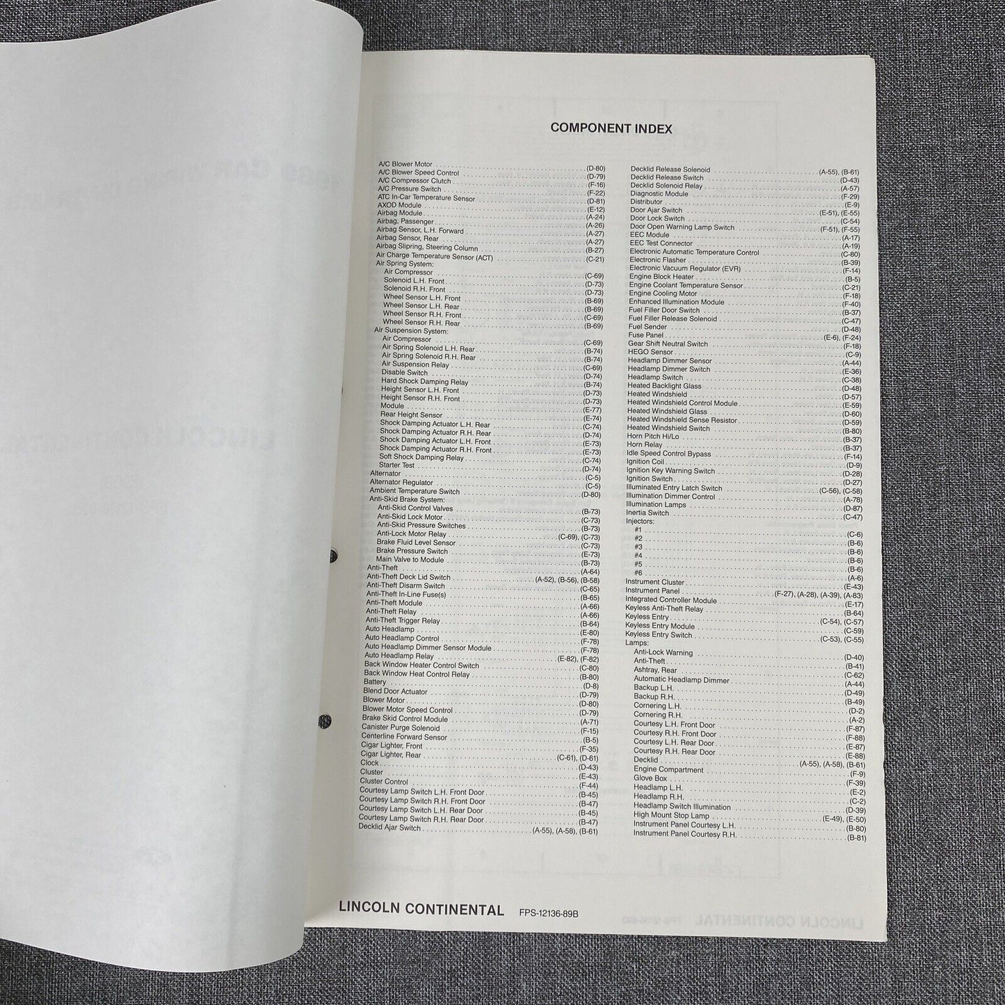 OEM 1989 Ford Lincoln Continental  Car Electrical Wiring Diagrams