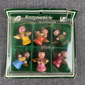 Vitntage Hirschmann  Wooden handmade Christmas Ornaments - 6 Angels Set