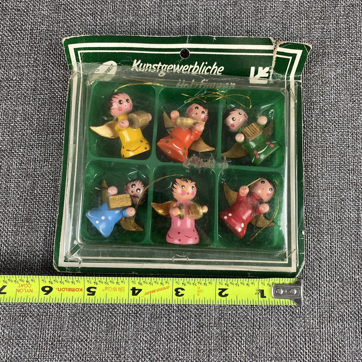 Vitntage Hirschmann  Wooden handmade Christmas Ornaments - 6 Angels Set