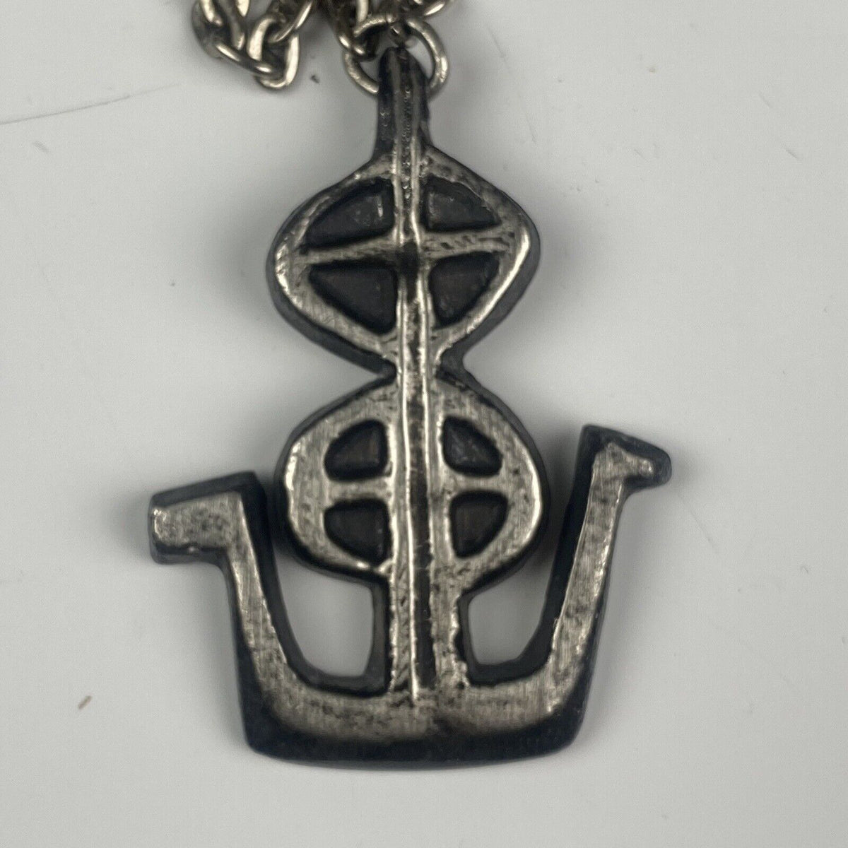 Sun Cross Viking Ship Mid-century Plustinn Norway Pewter Pendant