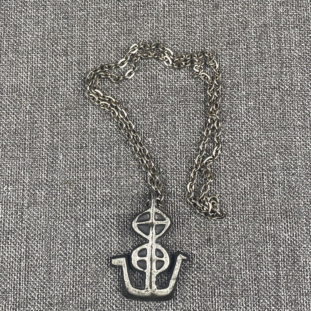 Sun Cross Viking Ship Mid-century Plustinn Norway Pewter Pendant