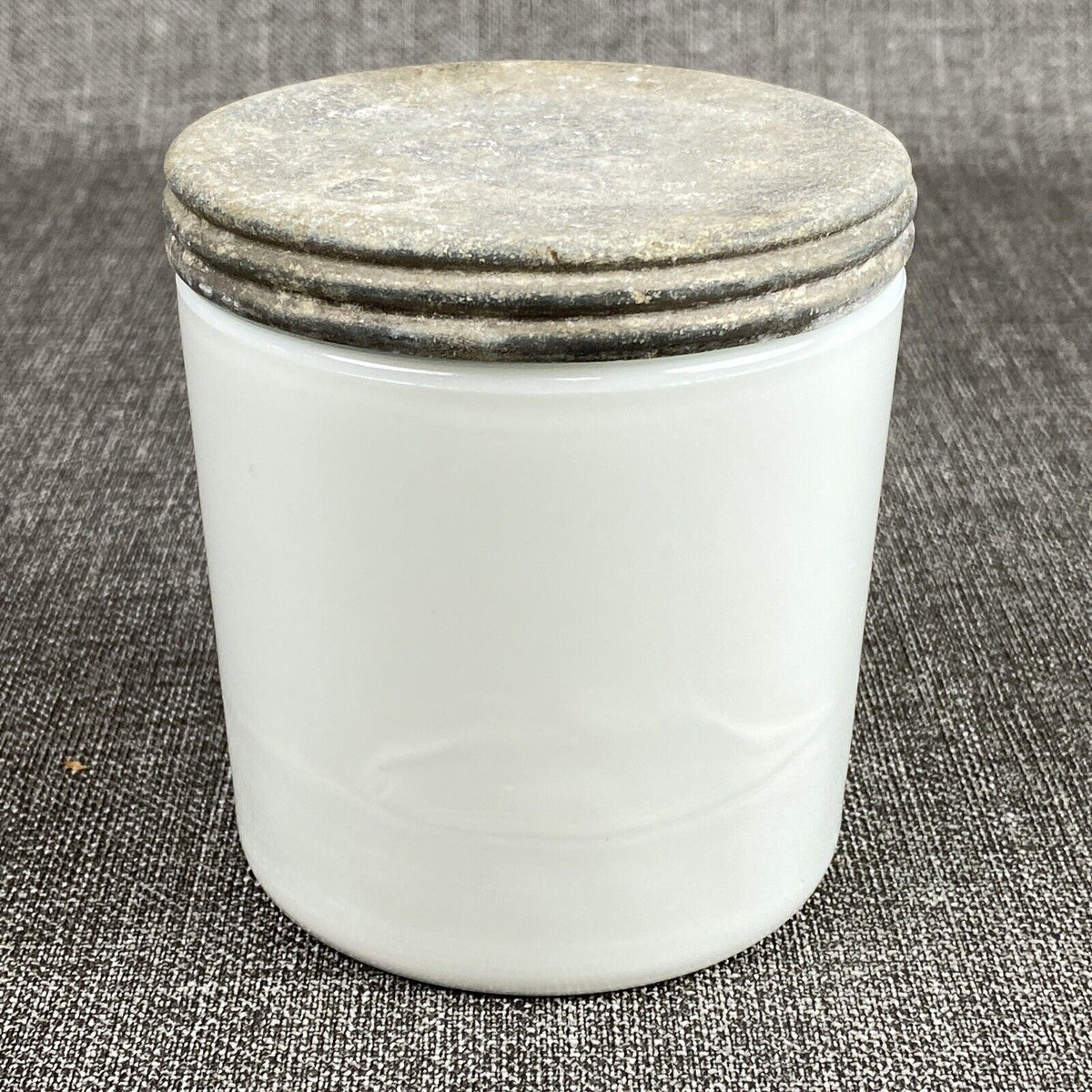 Vintage Milk Glass Jars with Lid 4.25" Tall