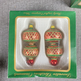 Vintage Sears Glass Christmas Tree Ornaments Gold Netting Poland